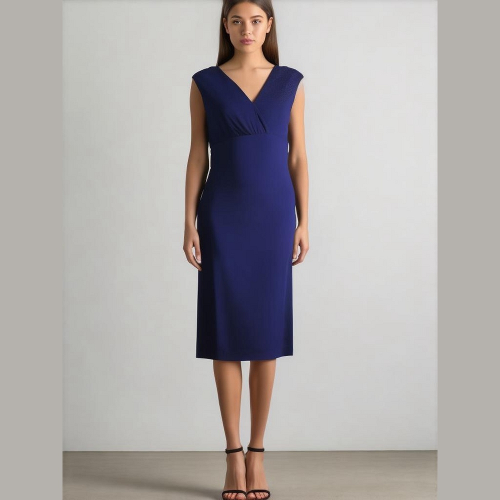 Lauren Ralph Lauren Cap Sleeve Ruched Jersey Dress in Brilliant Purple Sz 12